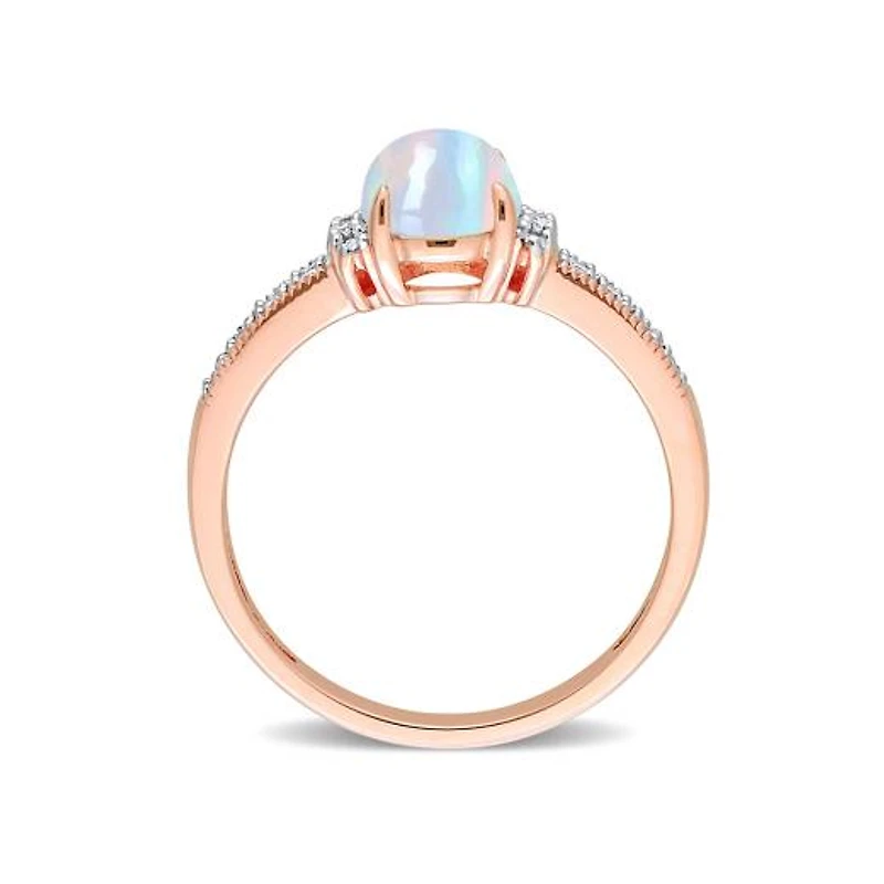 Julianna B 10K Rose Gold 0.07 CTW Diamond & Blue Ethiopian Opal Ring