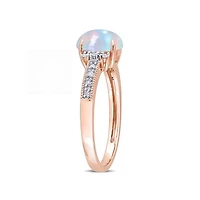 Julianna B 10K Rose Gold 0.07 CTW Diamond & Blue Ethiopian Opal Ring