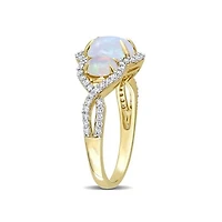 Julianna B 10K Yellow Gold 0.31CTW Diamond & Blue Ethiopian Opal Ring