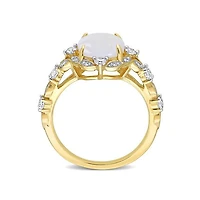 Julianna B 10K Yellow Gold 0.06CTW Diamond, Opal & White Sapphire Ring