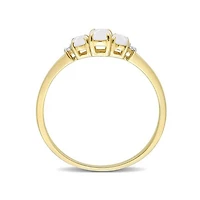 Julianna B 10K Yellow Gold 0.02CTW Diamond & Opal 3 Stone Ring