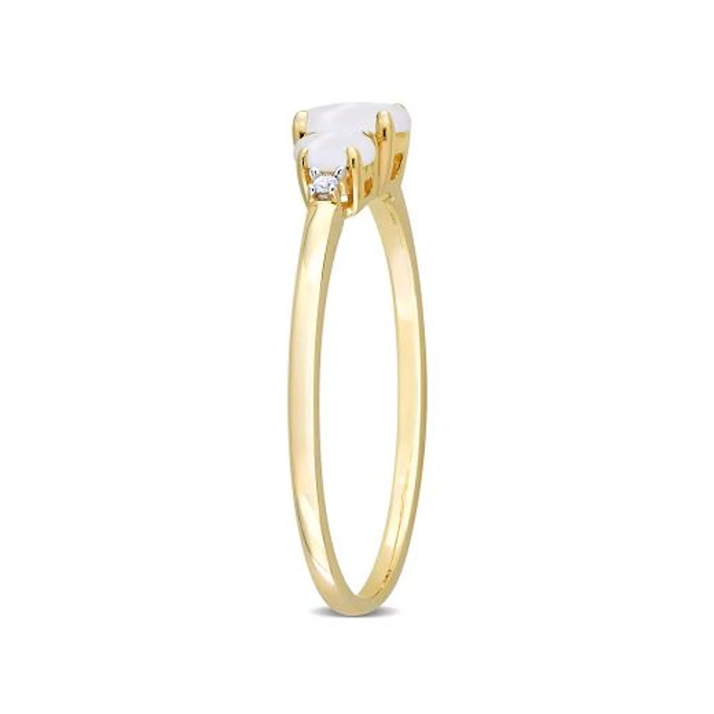 Julianna B 10K Yellow Gold 0.02CTW Diamond & Opal 3 Stone Ring
