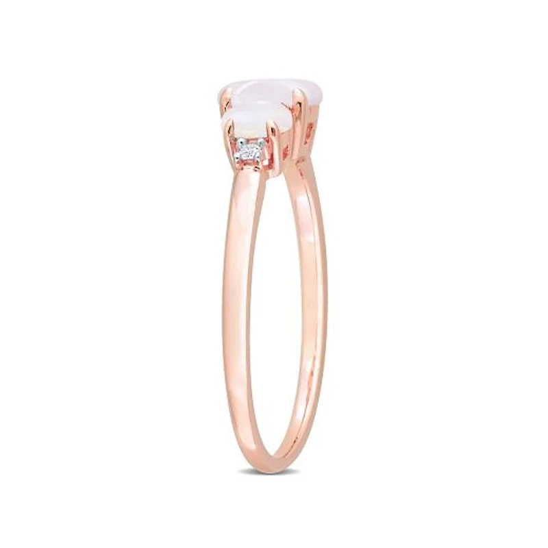 Julianna B 10K Rose Gold 0.02CTW Diamond & Opal 3 Stone Ring