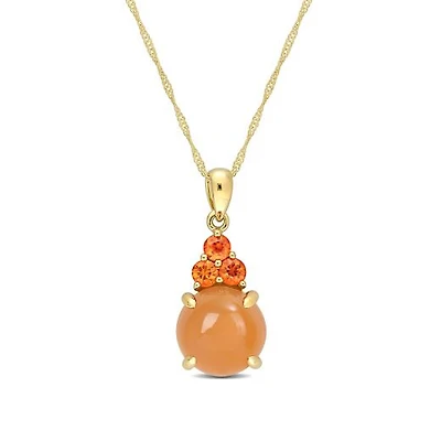 Julianna B 14K Yellow Gold Orange Moonstone & Orange Sapphire Necklace