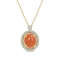 Julianna B 14K Yellow Gold 0.02 CTW Diamond & Orange Moonstone Necklace