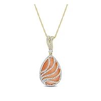 Julianna B 14K Yellow Gold 0.10 CTW Diamond & Orange Moonstone Necklace