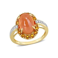 Julianna B 14K Yellow Gold Diamond, Orange Moonstone & Madeira Citrine Ring