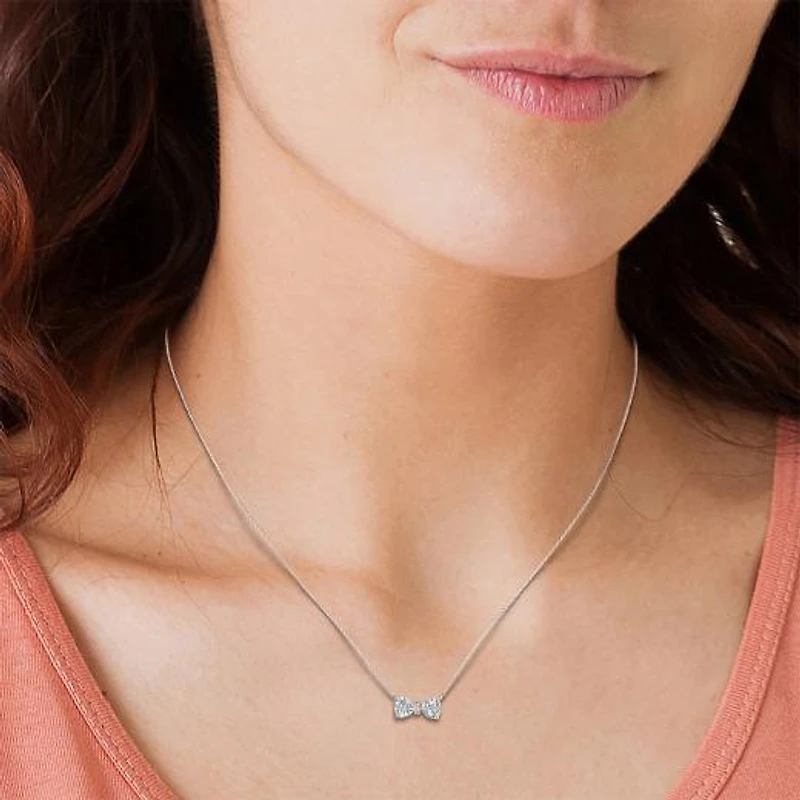 Julianna B 10K White Gold 0.015 CTW Diamond & Aquamarine Necklace