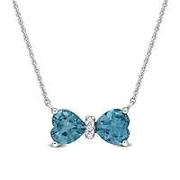 Julianna B 10K White Gold 0.015 CTW Diamond & Blue Topaz Necklace