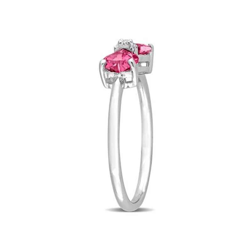 Julianna B 10K White Gold 0.015 CTW Diamond & Pink Topaz Ring