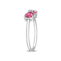 Julianna B 10K White Gold 0.015 CTW Diamond & Pink Topaz Ring