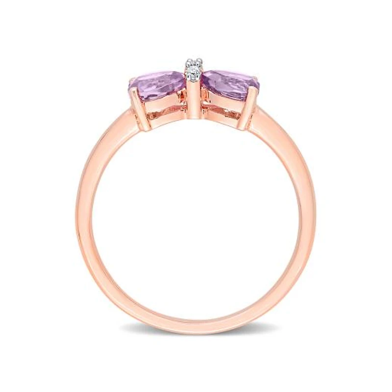 Julianna B 10K Rose Gold 0.015 CTW Diamond & Amethyst Ring