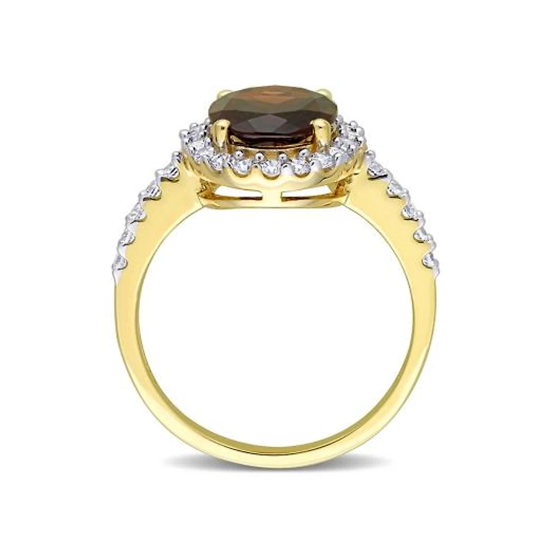 Julianna B 10K Yellow Gold Garnet & Lab Grown White Sapphire Ring