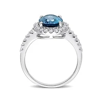 Julianna B 10K White Gold Blue Topaz & Lab Grown Sapphire Ring