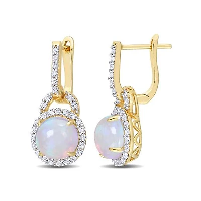 Julianna B Sterling Silver White Topaz & Blue Ethiopian Opal Earrings