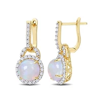 Julianna B Sterling Silver White Topaz & Blue Ethiopian Opal Earrings