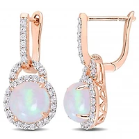 Julianna B Rose Plated Sterling Silver White Topaz, Blue Ethiopian Opal Earrings