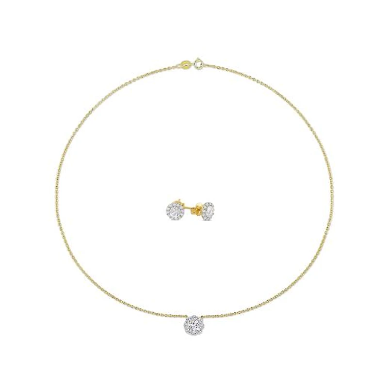 Julianna B Sterling Silver Created White Sapphire Earrings and Pendant Set