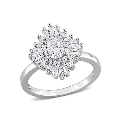 Julianna B Sterling Silver Lab Grown White Sapphire Ring