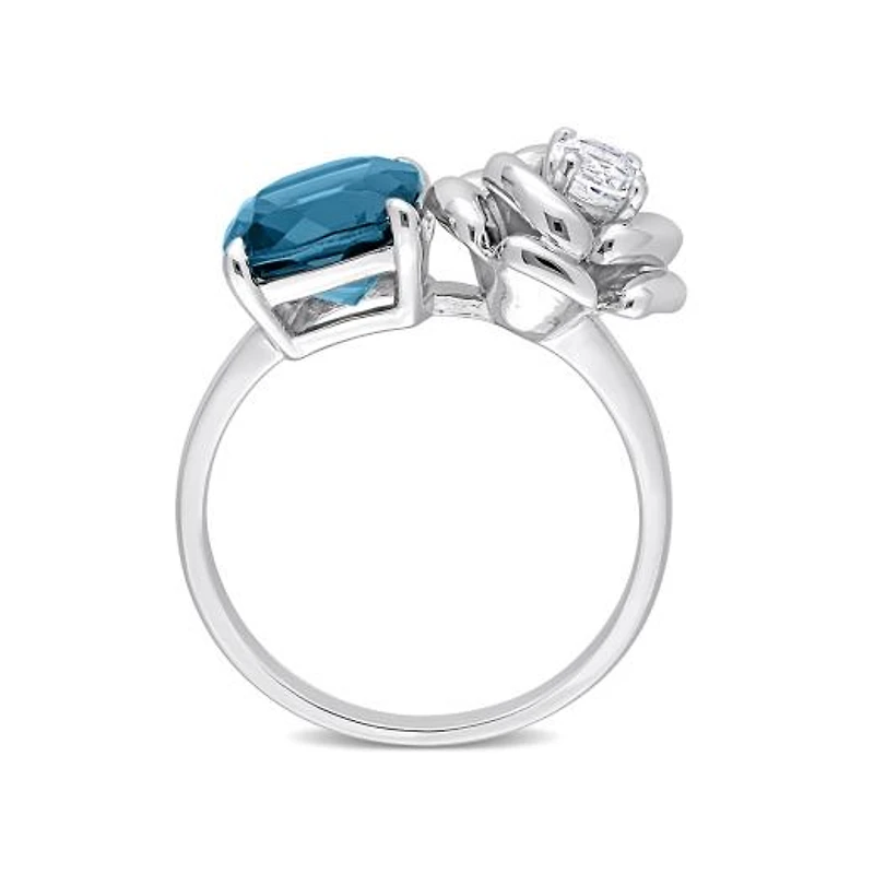 Julianna B Sterling Silver White Topaz & Blue Ring