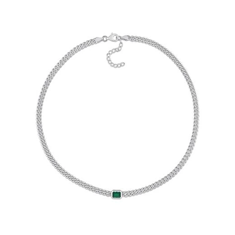 Julianna B Sterling Silver Lab Grown Emerald Necklace
