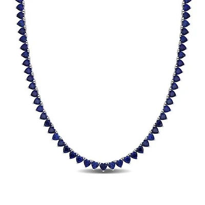 Julianna B Sterling Silver Lab Grown Blue Sapphire Necklace