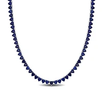 Julianna B Sterling Silver Lab Grown Blue Sapphire Necklace