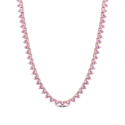 Julianna B Rose Plated Sterling Silver Lab Grown Pink Sapphire Necklace