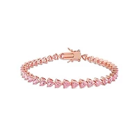 Julianna B Rose Plated Sterling Silver Lab Grown Pink Sapphire Tennis Bracelet