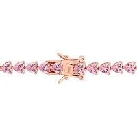 Julianna B Rose Plated Sterling Silver Lab Grown Pink Sapphire Tennis Bracelet
