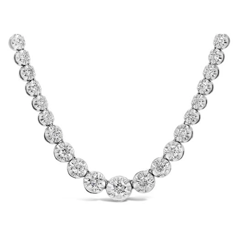 10K White Gold 3.00CTW Diamond Tennis Necklace