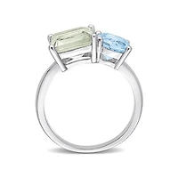 Julianna B Sterling Silver Green Quartz & Blue Topaz Ring