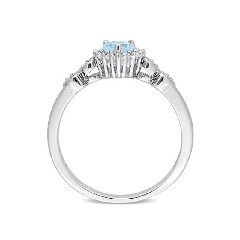 Julianna B Sterling Silver Diamond, Blue Topaz & Created White Sapphire Ring
