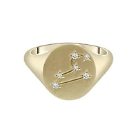 Zodiac 10K Yellow Gold Diamond Leo Signet Ring