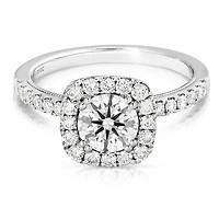 New Brilliance Lab Grown 1.50CTW Diamond Halo Ring in 14K White Gold