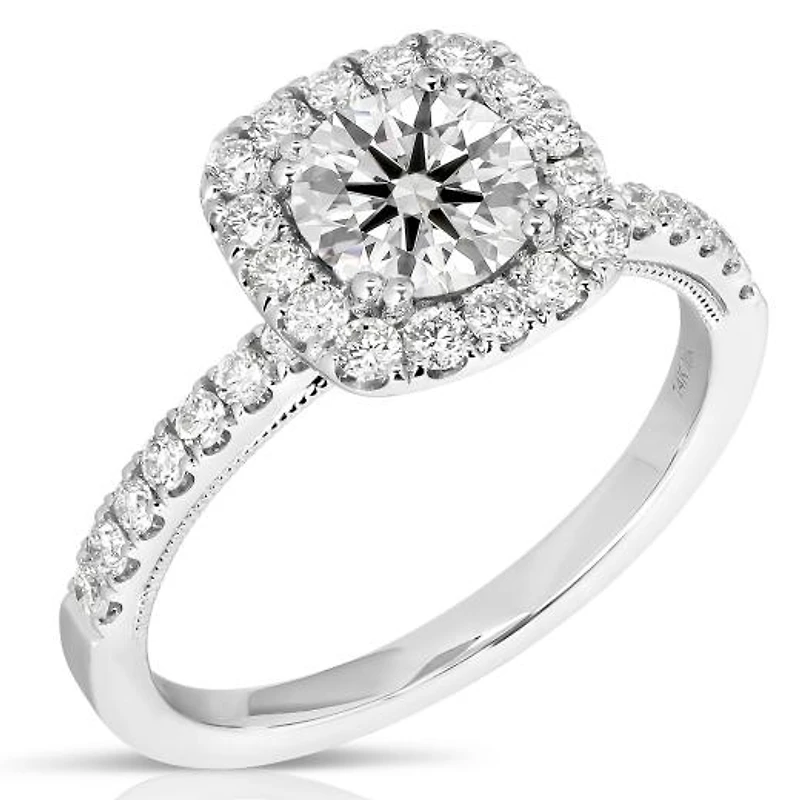 New Brilliance Lab Grown 1.50CTW Diamond Halo Ring in 14K White Gold