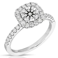 New Brilliance Lab Grown 1.50CTW Diamond Halo Ring in 14K White Gold