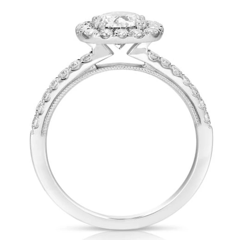 New Brilliance Lab Grown 1.50CTW Diamond Halo Ring in 14K White Gold