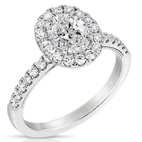New Brilliance Lab Grown 1.52CTW Oval Cut Diamond Ring in 14K White Gold