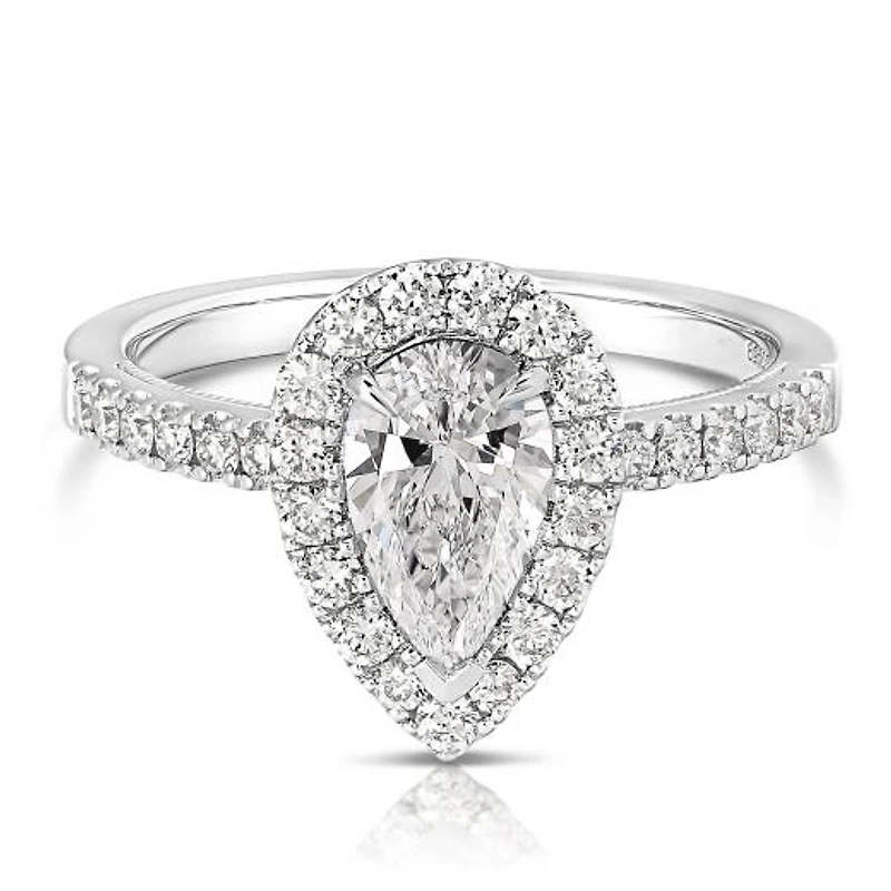 New Brilliance Lab Grown 2.10CTW Pear Cut Diamond Ring in 14K White Gold