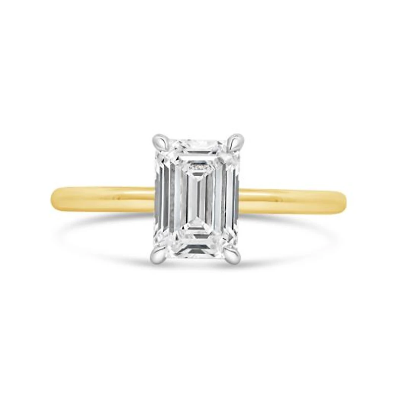 New Brilliance Lab Grown 1.57CTW Emerald Cut Diamond Ring in 14K Yellow Gold