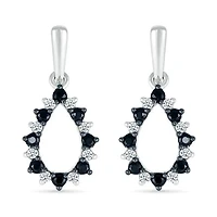 Sterling Silver 0.29CTW Black & White Diamond Dangle Earrings