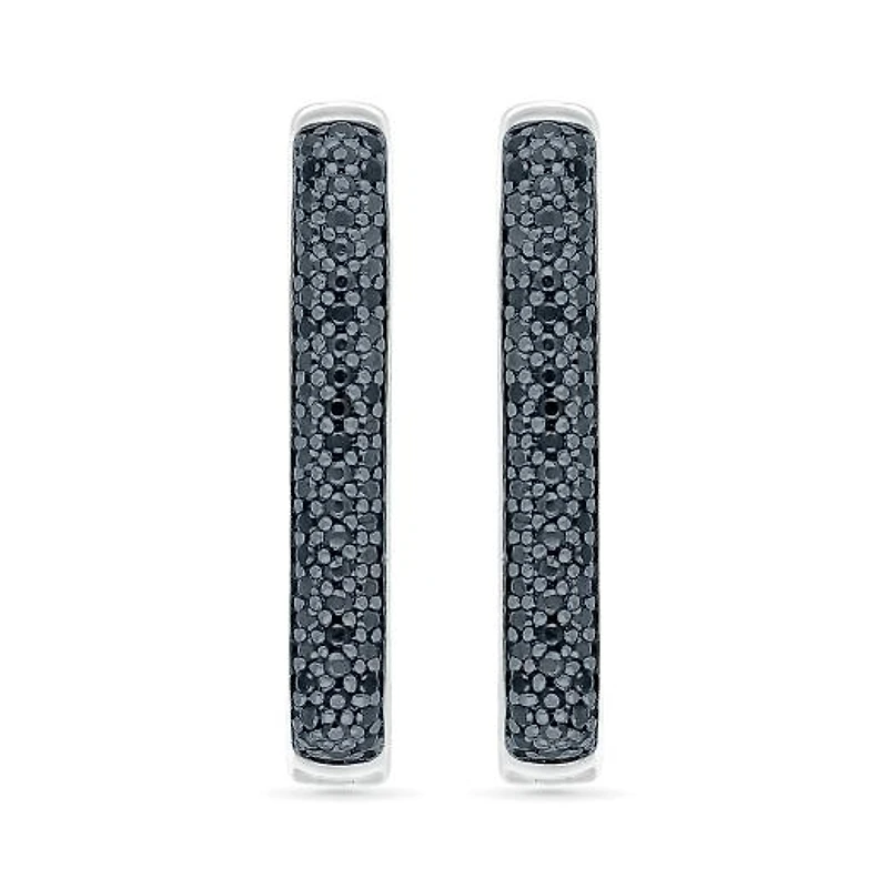 Sterling Silver 0.45CTW Black Diamond Hoop Earrings