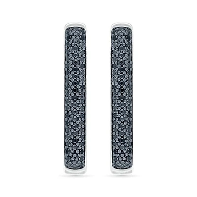 Sterling Silver 0.45CTW Black Diamond Hoop Earrings