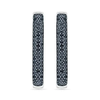Sterling Silver 0.45CTW Black Diamond Hoop Earrings