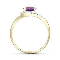 10K Yellow Gold Amethyst & Diamond Ring
