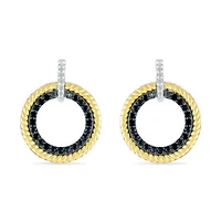 Sterling Silver & 10K Yellow Gold 0.23CTW Black Diamond Circle Earrings