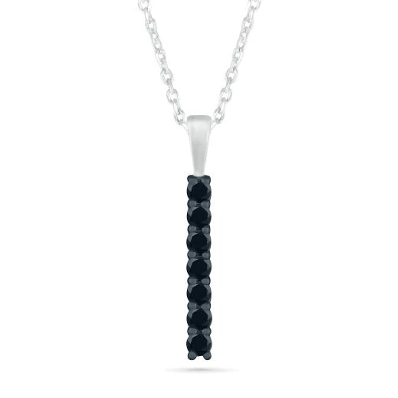 Sterling Silver 0.23CTW Black Diamond Line Pendant