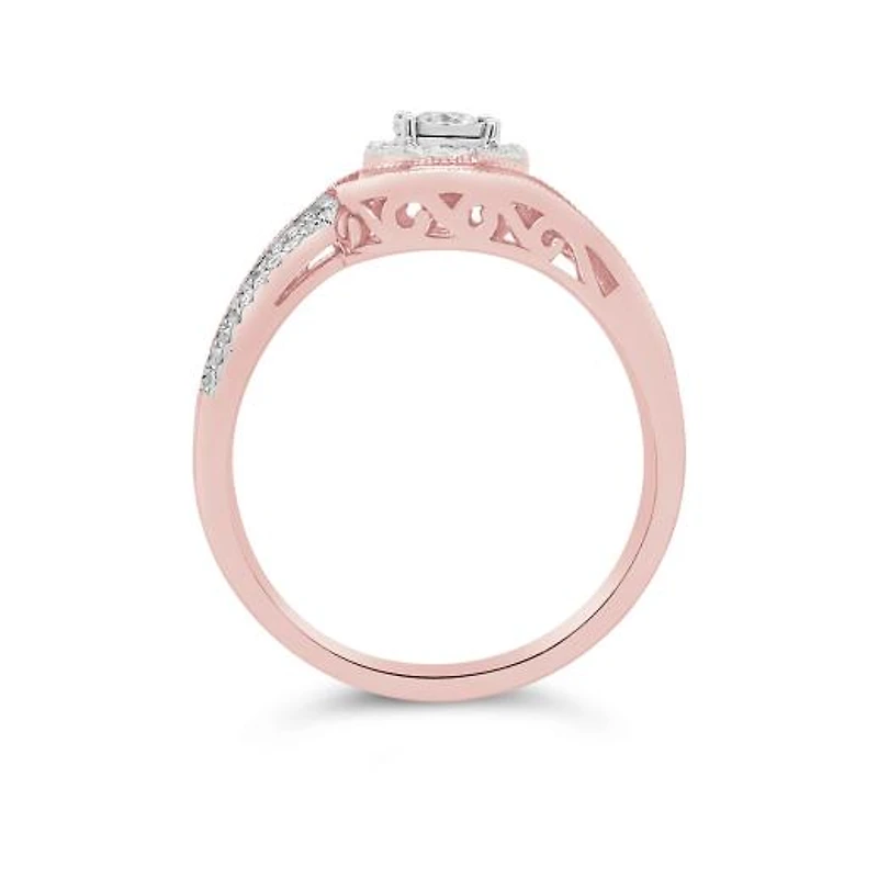 10K Rose Gold 0.30CTW Diamond Bridal Set