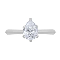 New Brilliance 14K White Gold Lab Grown 1.00CT Pear Diamond Solitaire Ring